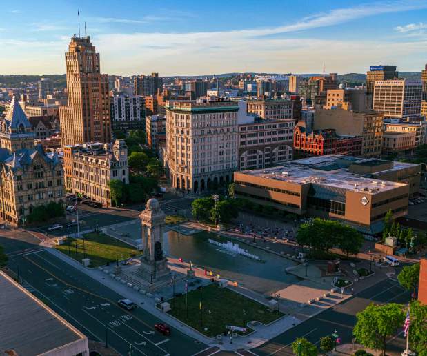 Sunrise yoga in Clinton Square