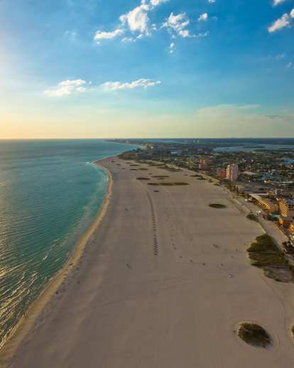Aerial view of Treasure Island, one of many beautiful Pinellas County beaches on the Gulf of America