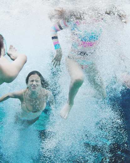 family swimming