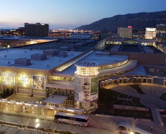 Salt Palace Convention Center at night