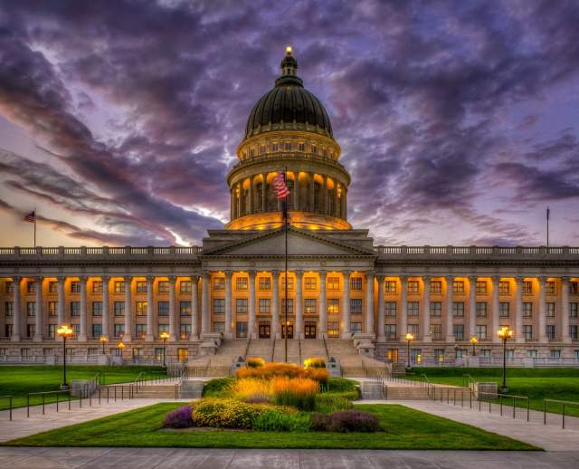 The Utah State Capitol Building has some of the best views of Salt Lake's sunsets