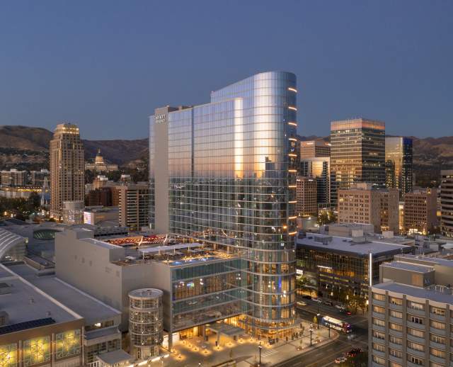 View from the south of the convention district and the new convention hotel