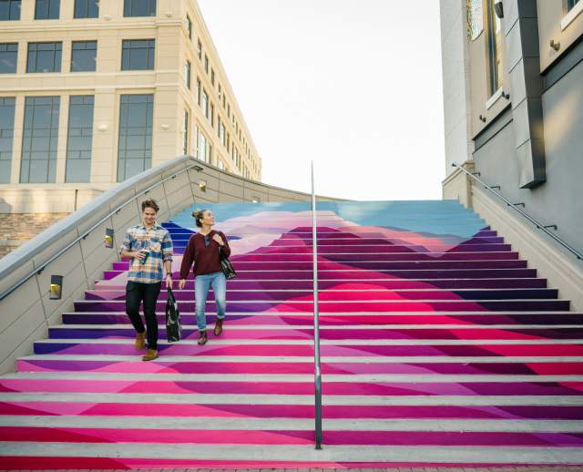 Ombre mural stairs at The Gateway