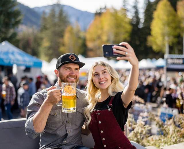 Couple at Oktoberfest taking a selfie