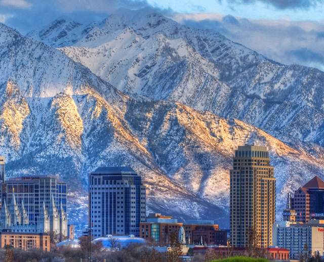 Downtown Salt Lake Skyline in Winter