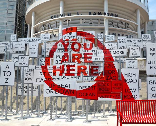 Image of the signs in the You are Here artwork