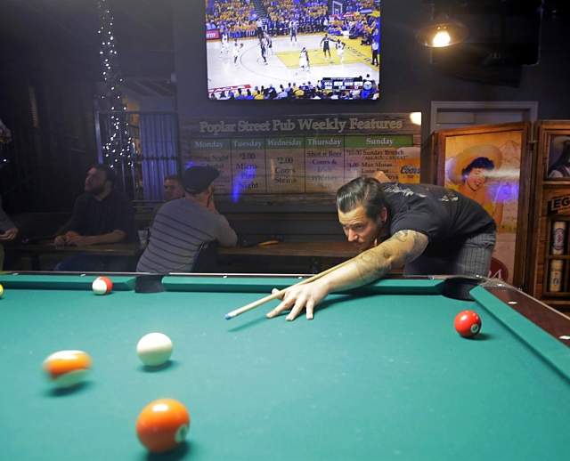 Playing Pool at Poplar Street Pub