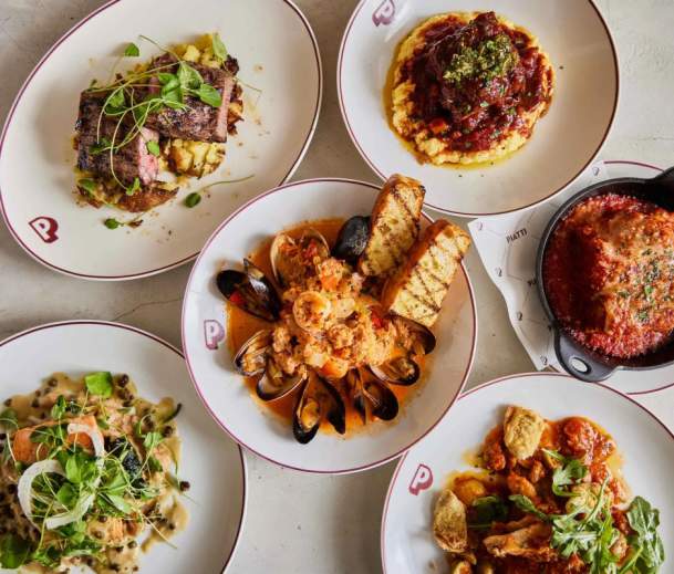 Various plated Italian dishes from Piatti Sacramento