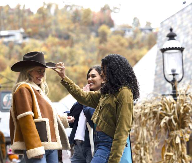 friends outside in village
