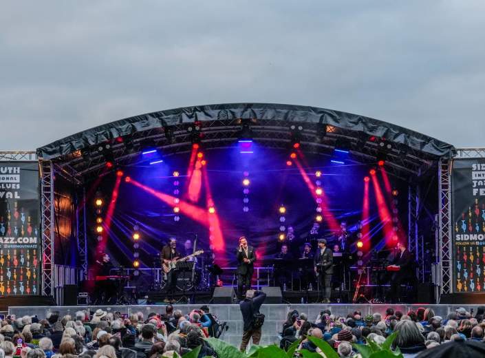 Sidmouth Jazz Fest photo of a stage with performance going on