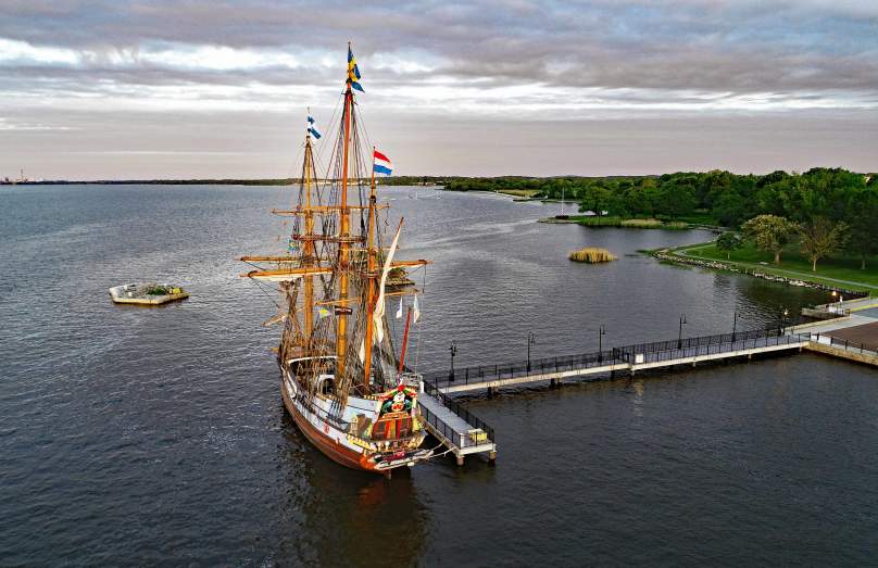 Kalmar Nyckel Docked in Historic New Castle