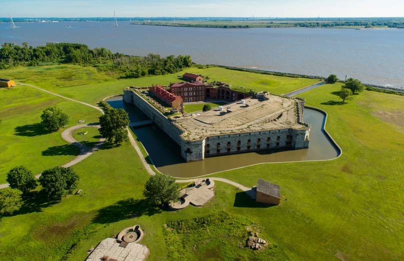Aerial View of Fort Delaware, Delaware City, Delaware