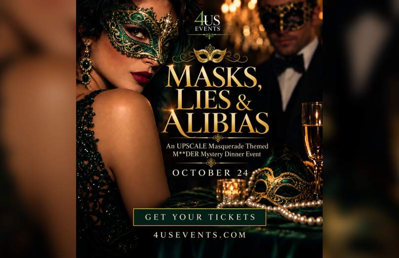 MASK'S LIES & ALIBIS- An UPSCALE ALL- INCLUSIVE MUrder Mystery Comedy Dinner Event