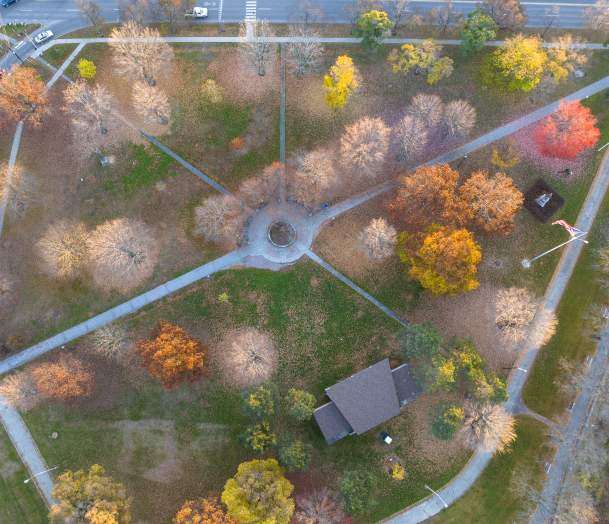 aerial photo of Battery Park in Burlington, Vermont