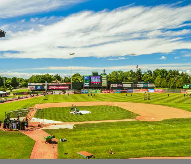 Centennial baseball field in the summer
