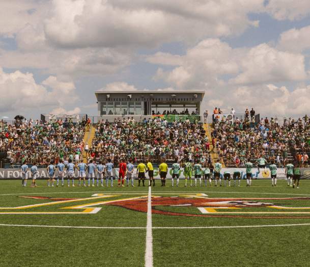 A look at a packed stadium at Virtue Field home of Vermont Green FC and the National Champion UVM Catamounts