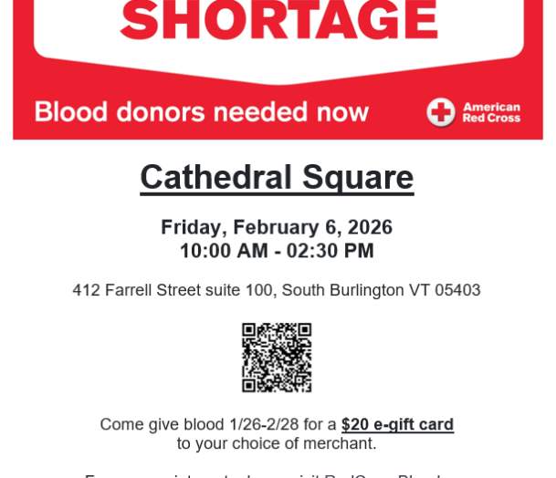 Blood Drive - Cathedral Square - South Burlington VT