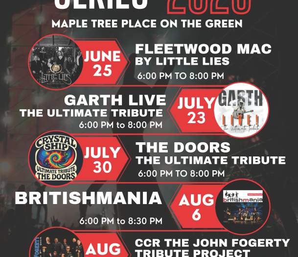 Maple Tree Place Summer Concert Series On The Green Thursday nights on 7/30, 8/6, 8/13, 8/20
