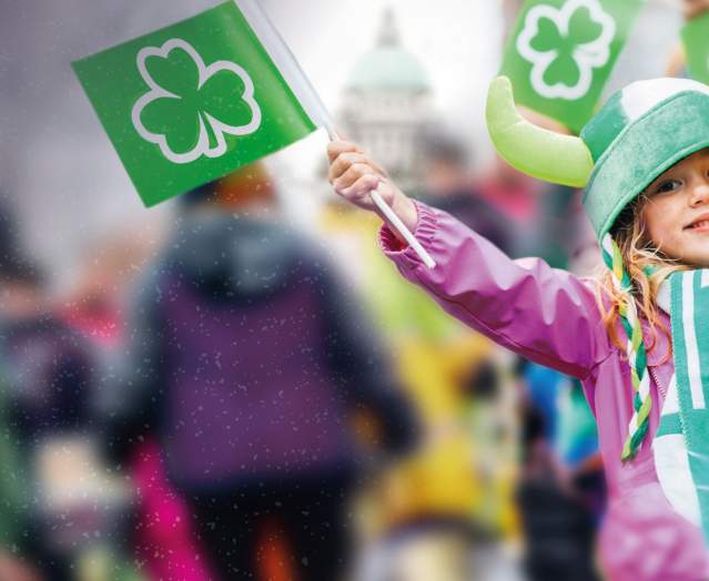 Little girl enjoying St Patrick’s Day in Belfast