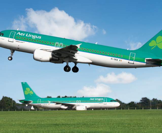 an Aer Lingus plane taking off.