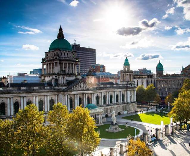 View of the exterior of Belfast City Hall building