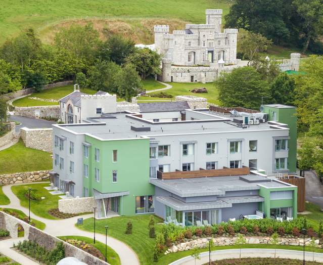 Exterior of Killeavy Castle and Killeavy Castle Hotel and its grounds in Killeavy, County Armagh.
