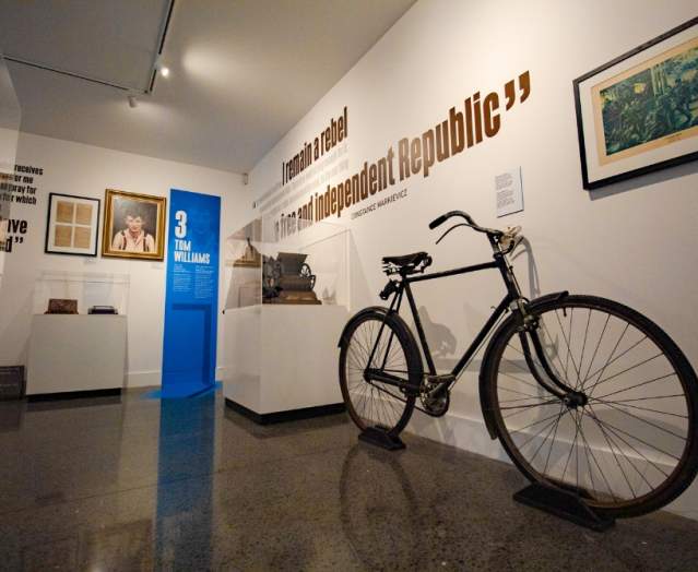 A bicycle as part of an exhibition at the Roddy McCorley Republican Heritage Centre