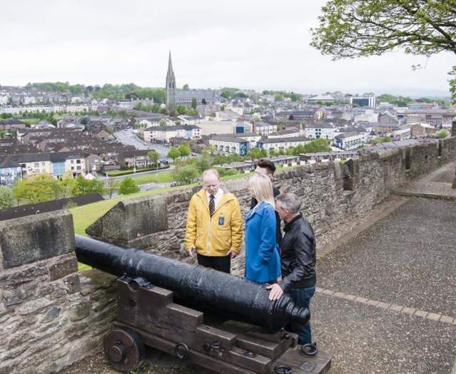 Visitors and tour guide on Martin McCrossan City Tours