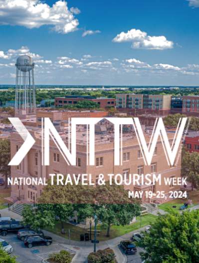 Downtown McKinney_ with National Travel & Tourism Week 2024 logo