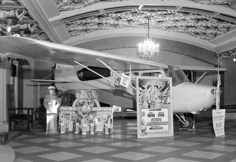 Indiana Theatre lobby with plane