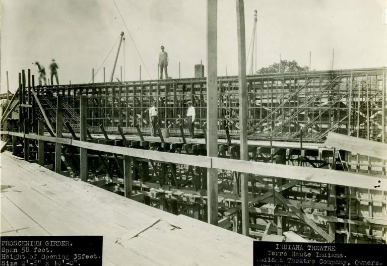 Indiana Theatre construction July 28, 1921
