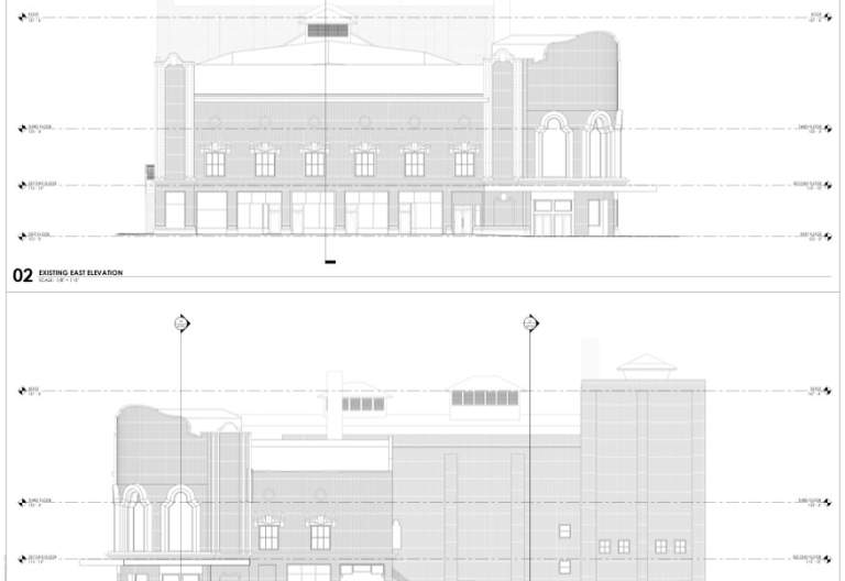 Indiana Theatre architectural drawing fascade