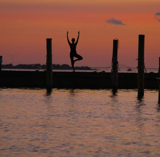yoga on a dock