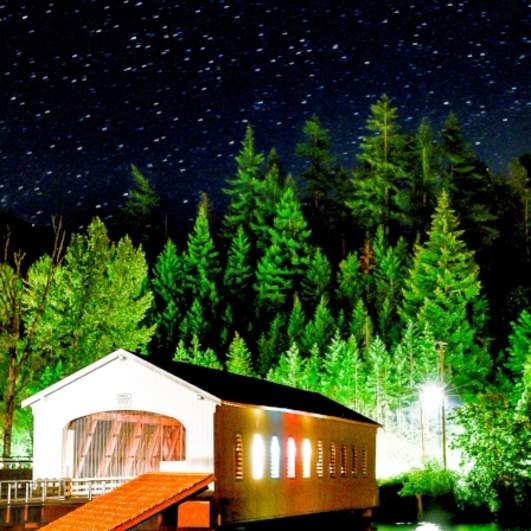 Stars Above Lowell Covered Bridge, Dexter Lake