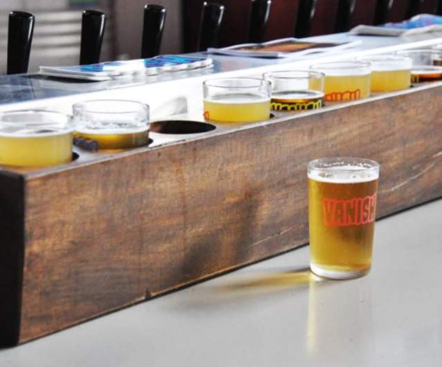 Beer flights at Vanish Brewery
