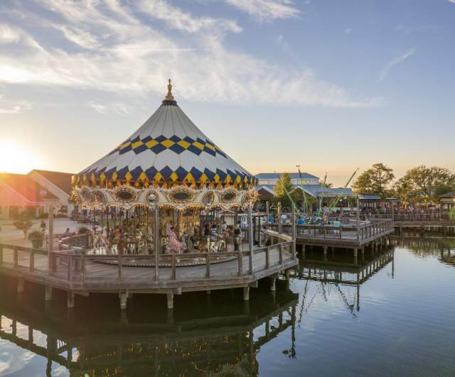 The Barefoot Landing Carousel at sunset