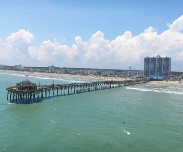 Aerial View of the Ocean and Cherry Grove Pier