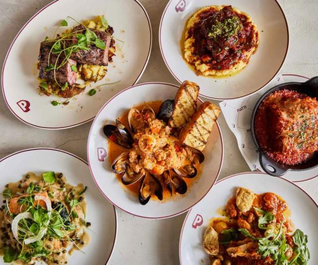 Various plated Italian dishes from Piatti Sacramento