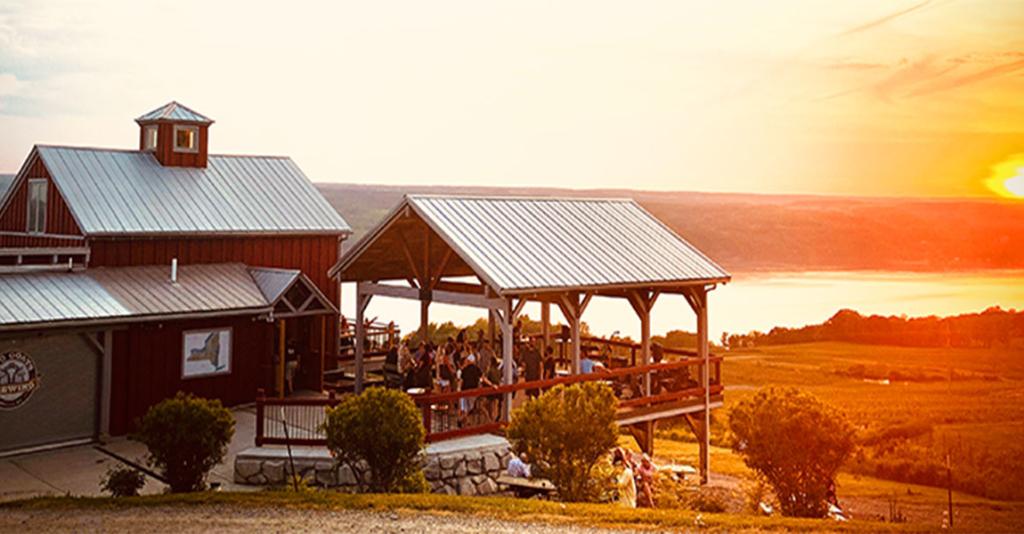 Two Goats Brewing - Building Exterior with Sunset View