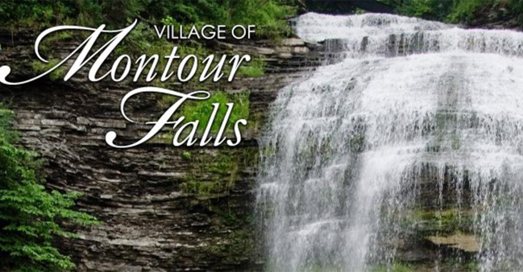 Village of Montour Falls - Logo Banner with Waterfall