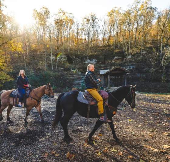 Horseback Riding Couple Forest