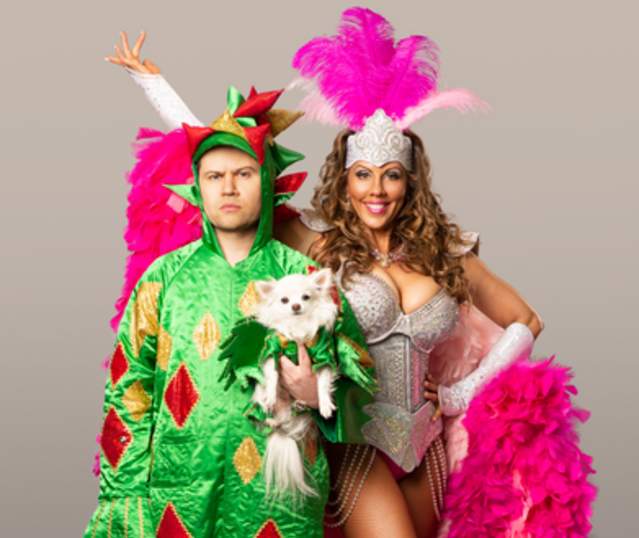 Piff the Magic Dragon, with his dog and assistant