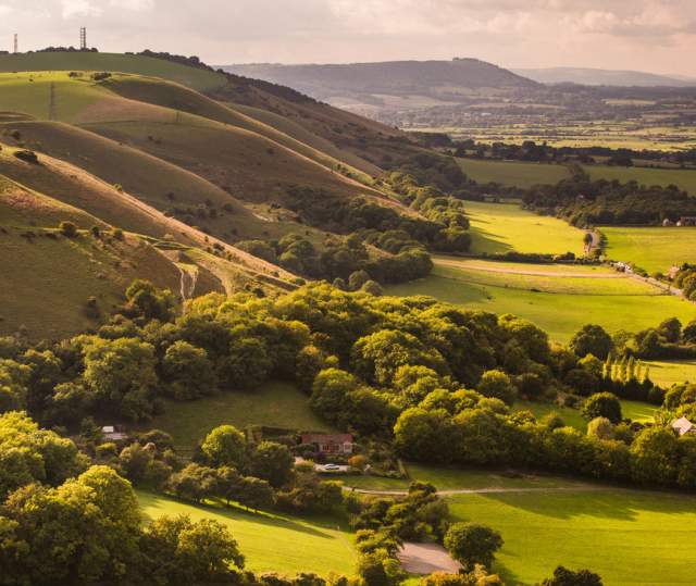 A panoramic view over Fulking in the south downs national park