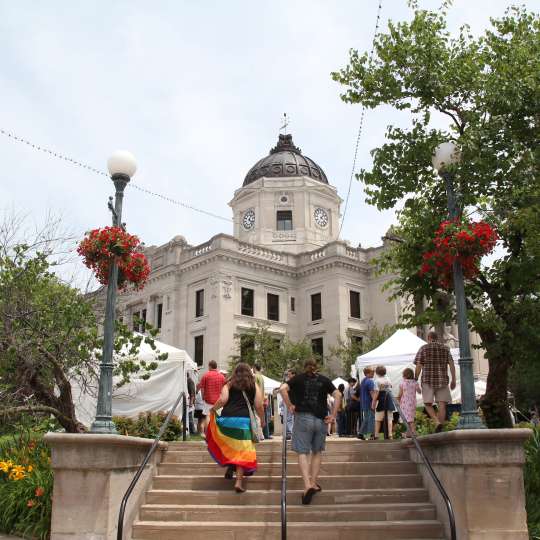 Stairs view of Arts Fair on the Square