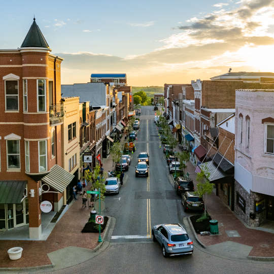 aerial downtown streetscape
