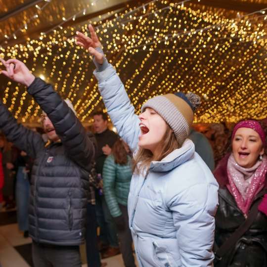 People cheer at the Clarksville New Years Eve Festival.