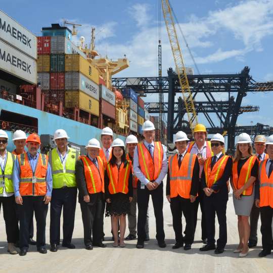 Port Everglades officials meet with the ZPMT executive team and several Port terminal operators, including Florida International Terminals, King Ocean and Port Everglades Terminals LLC, at the site where rail infrastructure improvements are underway.