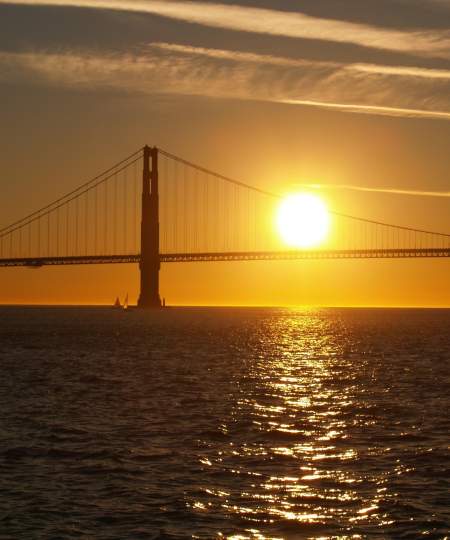 Sunset through the bridge