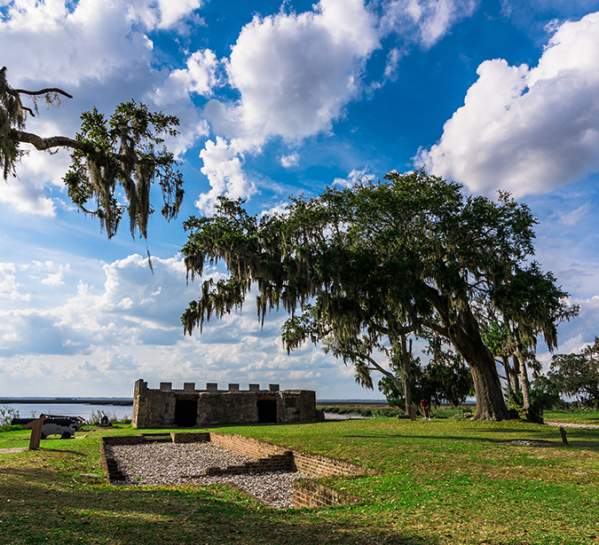 View of Fort Frederica National Monument on St Simon Island in Georgia