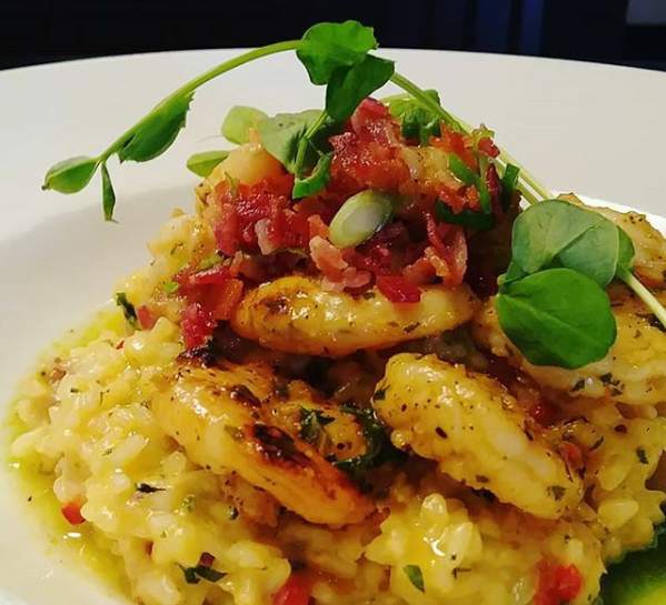 Shrimp with risotto is one of the special menu items at Tramici Neighborhood Italian on St. Simons Island, Georgia
